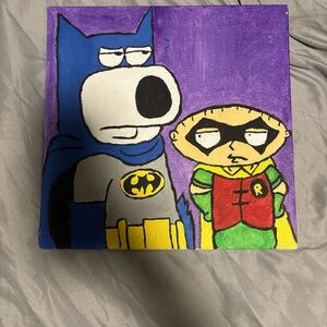 Batman and Robin Cartoon Canvas Art